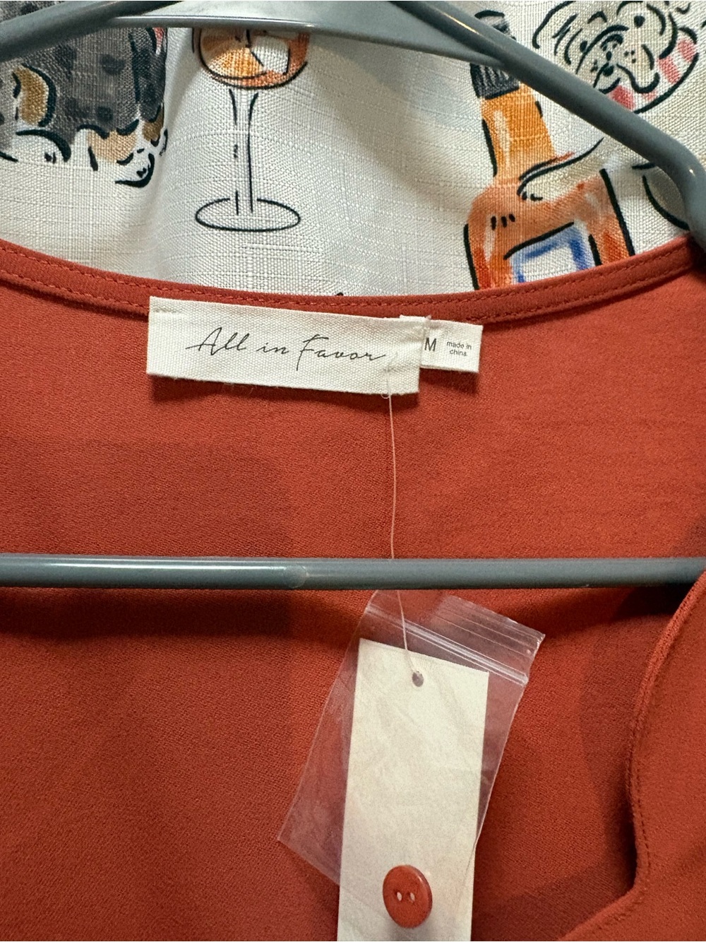 All in Favor Blouse Scallop Wrap Blouse - Rust - Picture 3 of 4
